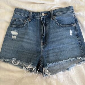 Uniqlo Blue Jean Shorts with Distressed Frayed Hem